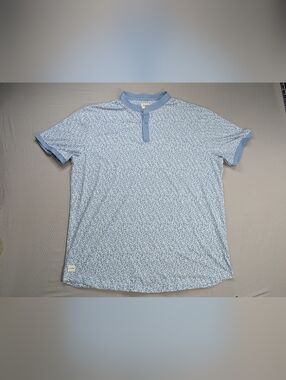 Mantra Collar Golf Polo Shirt Mens 2XL Coral Blue Geometric Stretch Performance